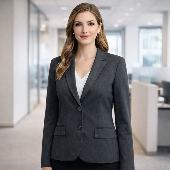 Calvin Klein Jackets & Blazers - Calvin Klein Womens 12 Gray 2-Button Front Blazer Career Office Corporate Preppy